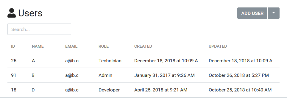 PLUS+1 Service Tool for Mobile Devices - User and Group management - Add users - Users