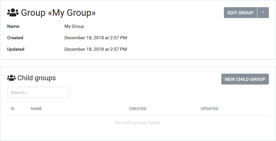 PLUS+1 Service Tool for Mobile Devices - User and group management - Add groups - Add child groups