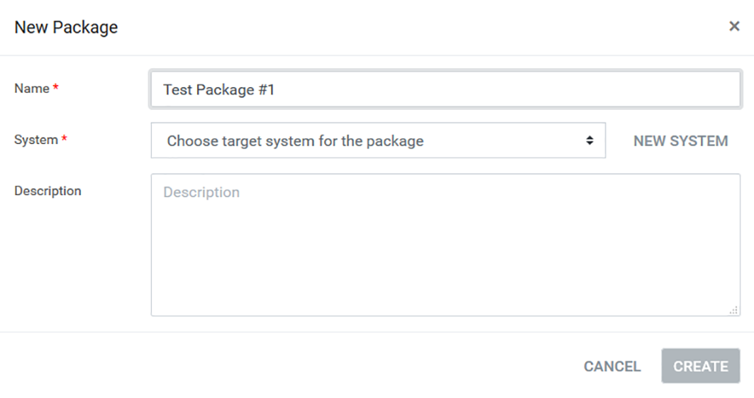 plus 1 mobile app create a new package interface